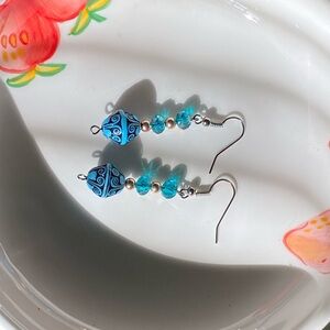 Elegant Blue and Silver Dangle Earrings